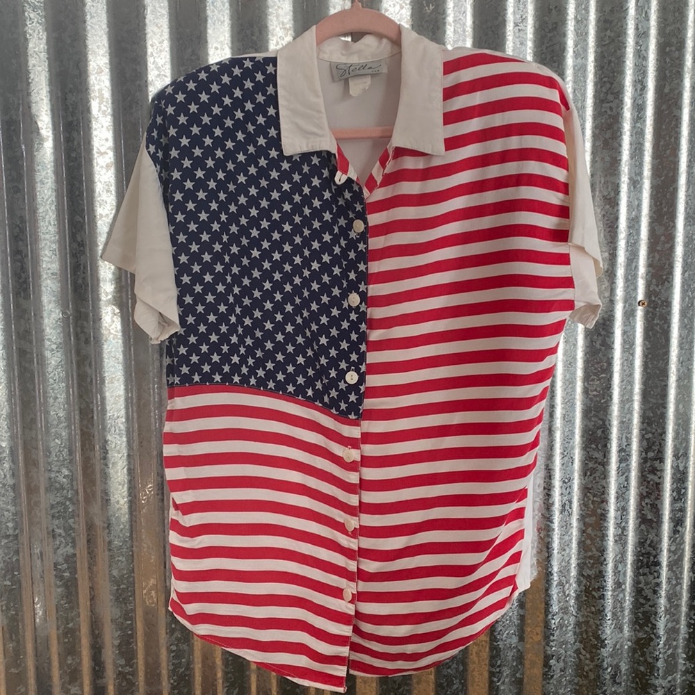 Vintage Stella Patriotic Button Up Top